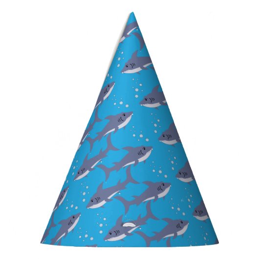 Cartoon Shark Pattern Kind Blauw Verjaardag Pet Feesthoedjes (Links)