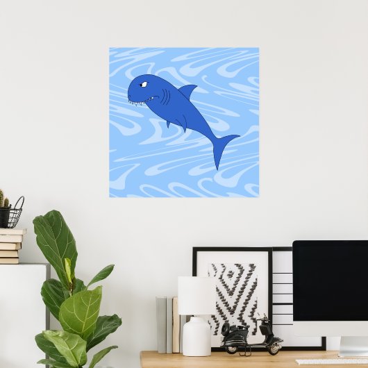 Cartoon Shark. Poster (Thuiskantoor)