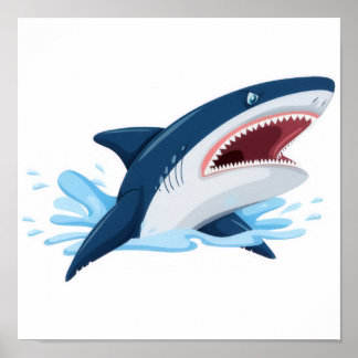 cartoon shark poster