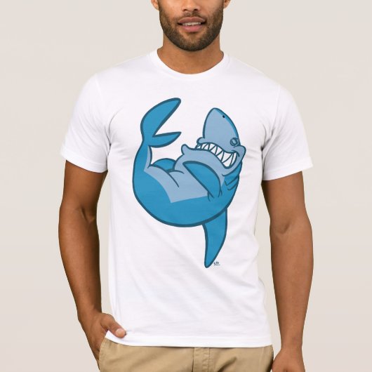 Cartoon Shark Rolling back lachend T-shirt (Voorkant)