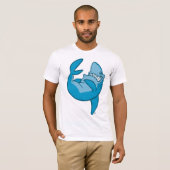 Cartoon Shark Rolling back lachend T-shirt (Voorkant volledig)