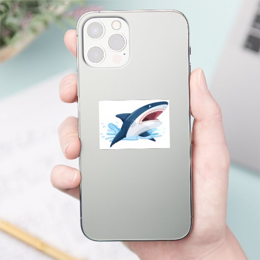 cartoon shark sticker (Telefoon)