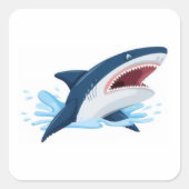 cartoon shark vierkante sticker (Voorkant)