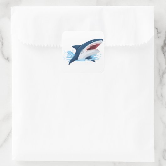 cartoon shark vierkante sticker (Tas)