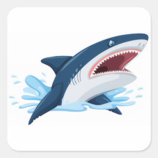 cartoon shark vierkante sticker
