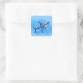 Cartoon Shark Vierkante Sticker (Tas)
