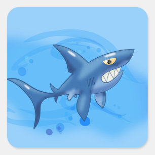 Cartoon Shark Vierkante Sticker