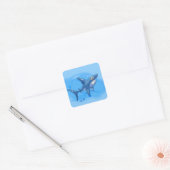 Cartoon Shark Vierkante Sticker (Envelop)