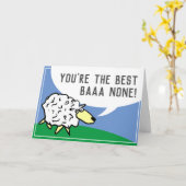 Cartoon Sheep Design met Pun Kaart (Gele Bloem)