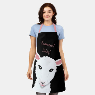 Cartoon Sheep Face Black Pink Animal Word Schort