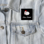 Cartoon Sheep Fleece Navidad Vierkante Button 5,1 Cm (In situ)