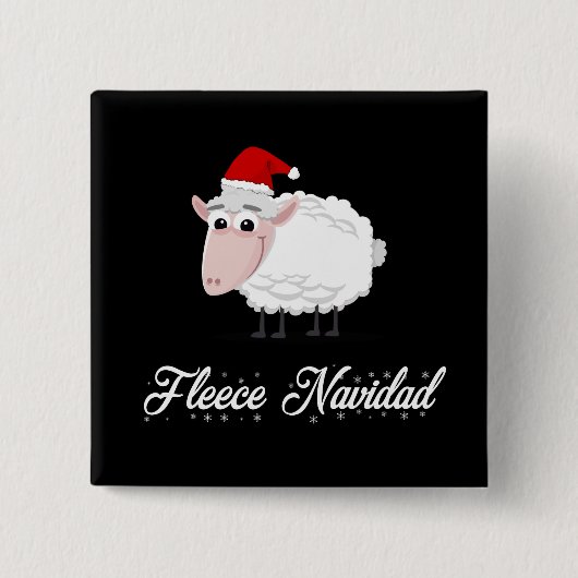Cartoon Sheep Fleece Navidad Vierkante Button 5,1 Cm (Voorkant)