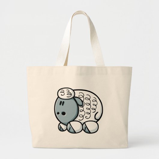 Cartoon Sheep Grote Tote Bag (Voorkant)