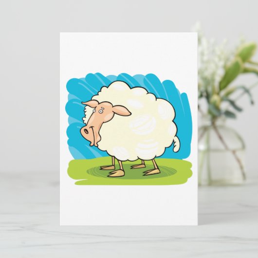 Cartoon Sheep Kaart (Staand voorkant)