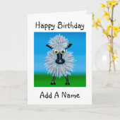 Cartoon Sheep Kaart (Gele Bloem)