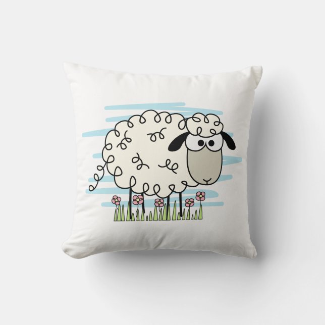 Cartoon Sheep Kussen (Voorkant)