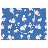 Cartoon Sheep op blauwe achtergrond Groot Cadeauzakje (Achterkant)