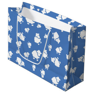 Cartoon Sheep op blauwe achtergrond Groot Cadeauzakje