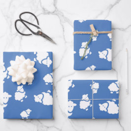 Cartoon Sheep op blauwe achtergrond Inpakpapier Vel