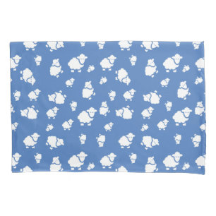 Cartoon Sheep op blauwe achtergrond Kussensloop