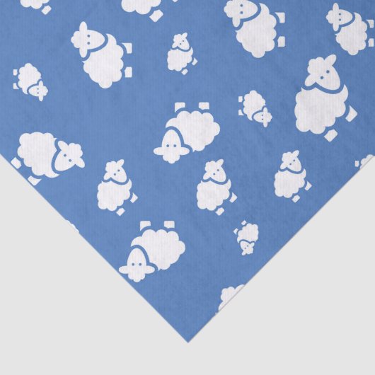 Cartoon Sheep op blauwe achtergrond Tissuepapier (Detail)