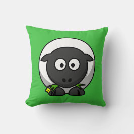 Cartoon Sheep over Groen Kussen