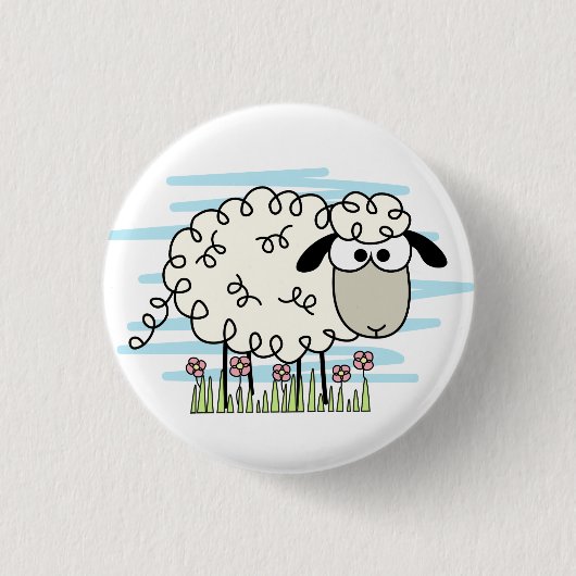 Cartoon Sheep Ronde Button 3,2 Cm (Voorkant)