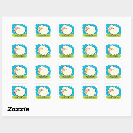 Cartoon Sheep Vierkante Sticker (Vel)