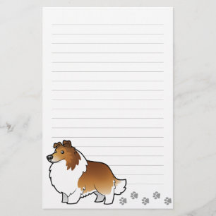 Cartoon Shetland Sheepdog / Collie Briefpapier