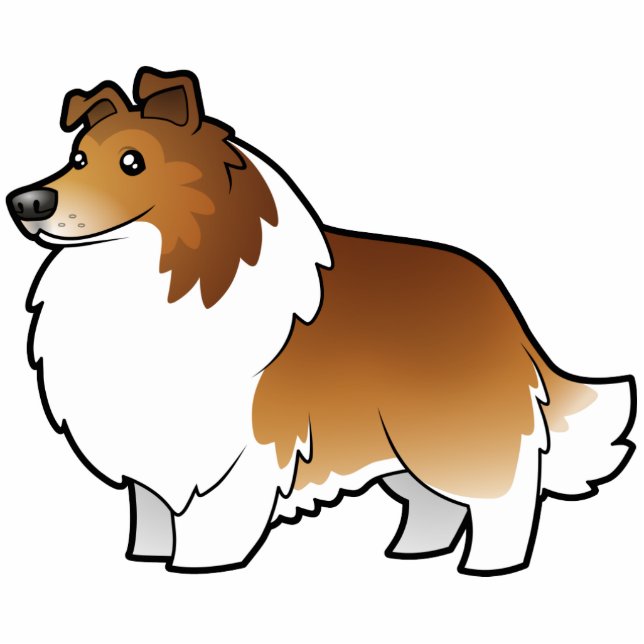 Cartoon Shetland Sheepdog / Collie Fotobeeldje Magneet (Voorkant)