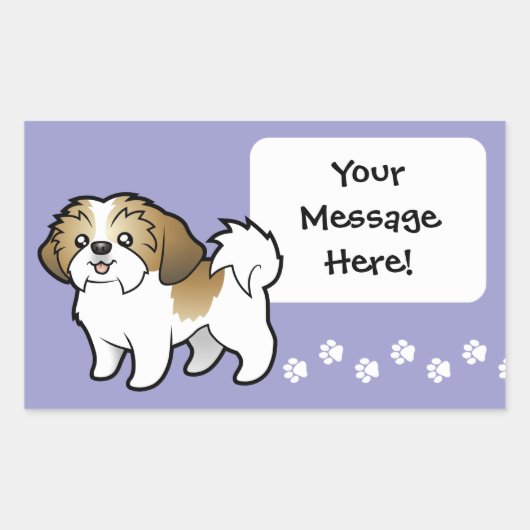 Cartoon Shih Tzu (puppy cut) Rechthoekige Sticker (Voorkant)