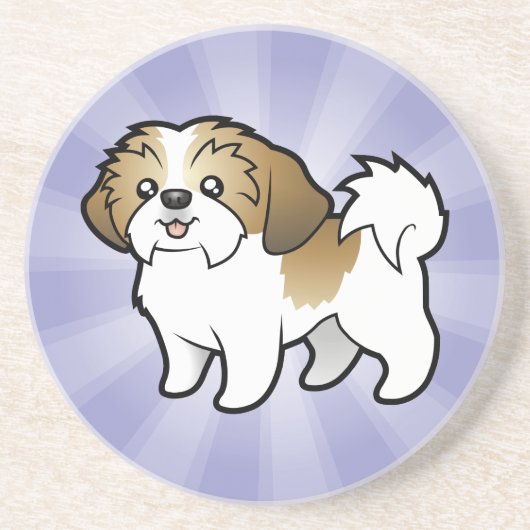 Cartoon Shih Tzu (puppy cut) Zandsteen Onderzetter (Voorkant)