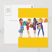 CARTOON SHOPPING GIRLS VECTORS MODE STIJL FUN F BRIEFKAART (Voorkant / Achterkant)