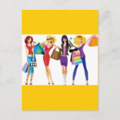 CARTOON SHOPPING GIRLS VECTORS MODE STIJL FUN F BRIEFKAART (Voorkant)