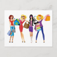 CARTOON SHOPPING GIRLS VECTORS MODE STIJL FUN F