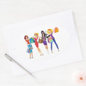CARTOON SHOPPING GIRLS VECTORS MODE STIJL FUN F OVALE STICKER (Envelop)