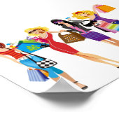 CARTOON SHOPPING GIRLS VECTORS MODE STIJL FUN F POSTER (Hoek)