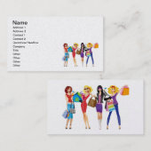 CARTOON SHOPPING GIRLS VECTORS MODE STIJL FUN F VISITEKAARTJE (Voorkant / Achterkant)