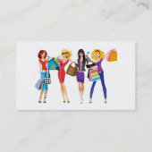 CARTOON SHOPPING GIRLS VECTORS MODE STIJL FUN F VISITEKAARTJE (Achterkant)