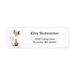 Cartoon Siamese Cat Funny Retouradres Etiket