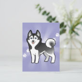 Cartoon Siberian Husky / Alaskan Malamute Briefkaart (Staand voorkant)