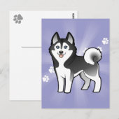 Cartoon Siberian Husky / Alaskan Malamute Briefkaart (Voorkant / Achterkant)