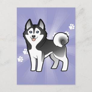 Cartoon Siberian Husky / Alaskan Malamute Briefkaart