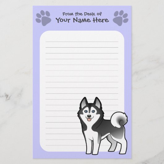 Cartoon Siberian Husky / Alaskan Malamute Briefpapier (Voorkant)