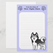 Cartoon Siberian Husky / Alaskan Malamute Briefpapier (Voorkant / Achterkant)