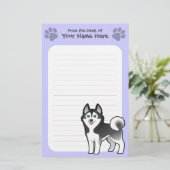Cartoon Siberian Husky / Alaskan Malamute Briefpapier (Staand voorkant)