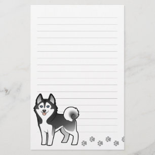 Cartoon Siberian Husky / Alaskan Malamute Briefpapier