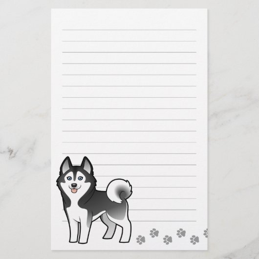 Cartoon Siberian Husky / Alaskan Malamute Briefpapier (Voorkant)