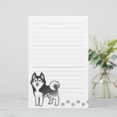 Cartoon Siberian Husky / Alaskan Malamute Briefpapier (Staand voorkant)