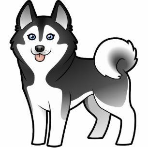 Cartoon Siberian Husky / Alaskan Malamute Fotobeeldje Magneet